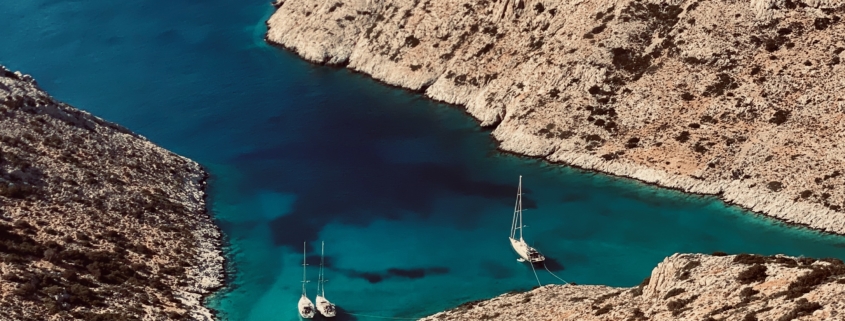 Vue au mouillage de Venus à Keros