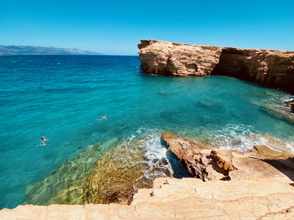 sea view, cliffs, blue water, blue sky