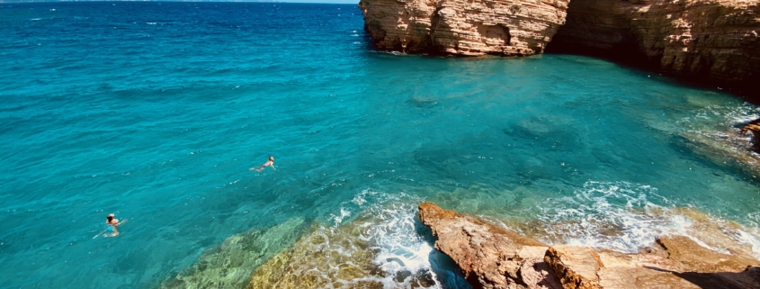 sea view, cliffs, blue water, blue sky